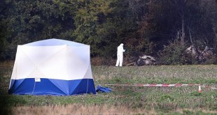 Hiện trường máy bay rơi ngay cạnh một khu cắm trại trên cánh đồng ở Chigwell.