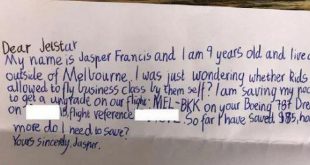 Chiếc phong bì với hình ảnh trang trí do chính tay Jasper vẽ.